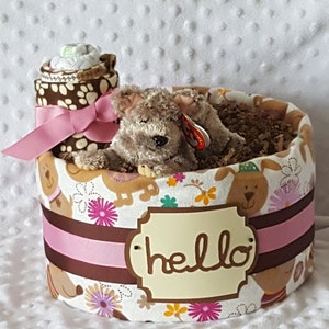 Puppy Diaper Cake | Girls Diaper Cake | Baby Girl Gift | Baby Shower Gift | Baby Shower Centerpiece | Welcome Home Baby Gift|
