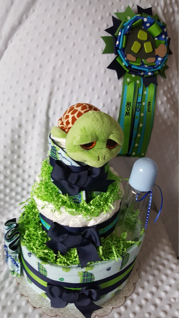 Petit Gateau De Couche De Tortue Theme De Douche De Bebe De Etsy