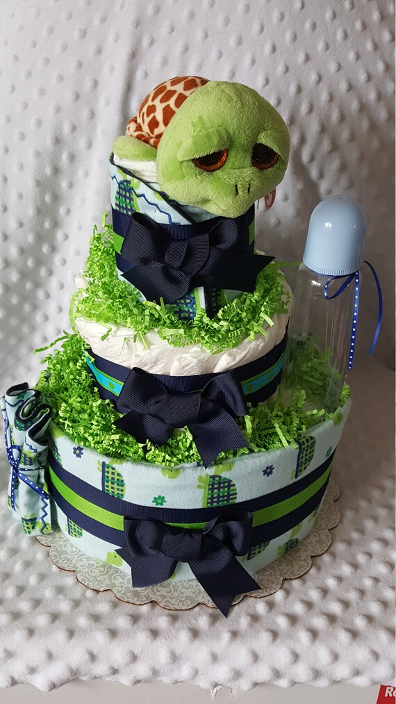 Petit Gateau De Couche De Tortue Theme De Douche De Bebe De Etsy