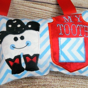 Personalized Cowboy Tooth Fairy Pillow, Personalized Tooth Fairy Pillow w/Front Pocket, Boy Girl Tooth Pillow