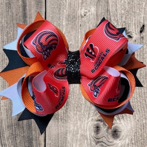 Bengals Hair Bow, Bengals Inspired Hair, Bow, NFL Bengals Bow, Bengals Team Hair Bow, Football Hair Bow, Orange and Black Hair Bow