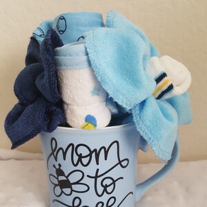 Sports Theme Mom-To-Bee Coffee Mug with Baby Bouquet - Mug Bumble Bee Baby Bouquet Gift - Pregnancy Gift Set - Baby-to- Bee Gift Set -