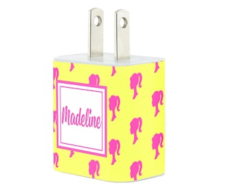 Monogram Yellow Profile Phone Charger  - Graduation Gift - Phone Accessories - Teacher Gift - iPhone - USB - Mother's Day