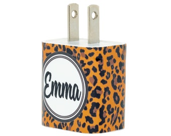 Monogram Leopard Charger -Gift for all ages - iPhone Cable - USB Charger -  Cute Charger - Custom Charger -  Personalized Gifts