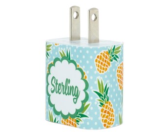 Pineapple Charger - Monogram Charger - Custom Charger - Dual Phone Charger - Monogram Charger - USB Charger - Travel Essentials