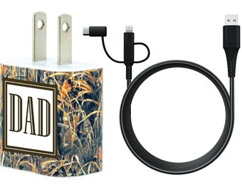 Father's Day Gift - Gift for Him - Camo - iPhone Dual Charger - Android Charger - USB - 6 FT Cable