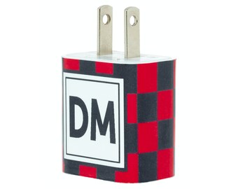 Monogram Phone Charger -  Checkered - Christmas Gift - Phone Accessories - Apple Certified - Stocking Stuffer - iPhone
