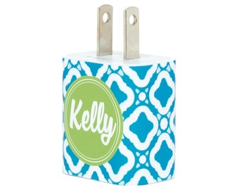 Monogram Quatrefoil Phone Charger - Christmas Gift - Phone Accessories - Apple Certified - Stocking Stuffer - iPhone - USB