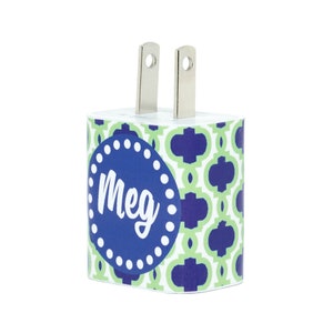 Monogram Phone Charger  - Christmas Gift - Phone Accessories - Apple Certified - Stocking Stuffer - iPhone - USB - Quatrefoil