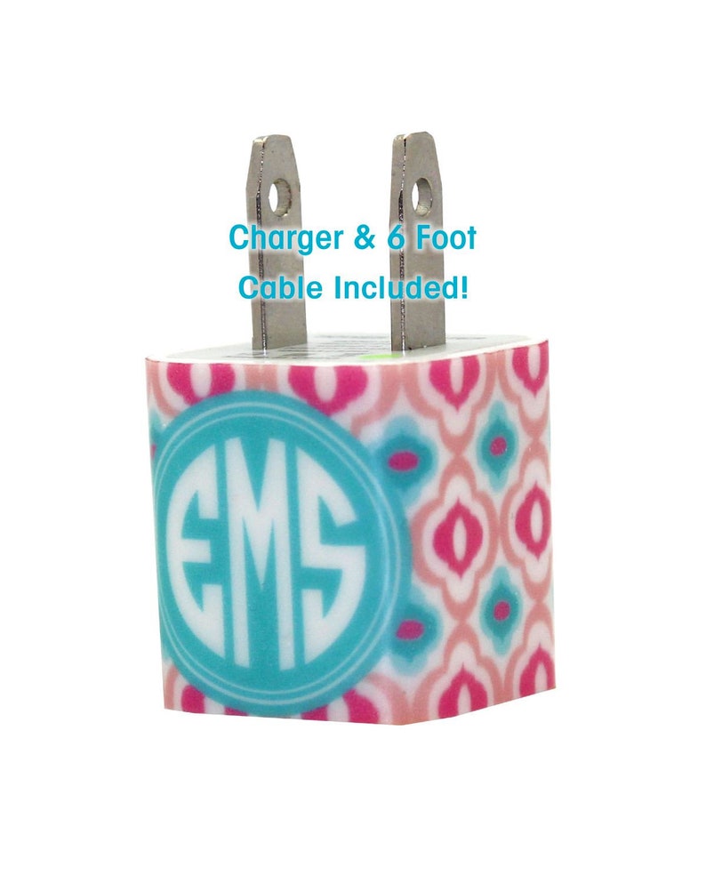 Monogram Phone Charger Custom Charger iPhone Accessories -Gift For Her -Apple Certified Portable Charger Personalized Phone Charger