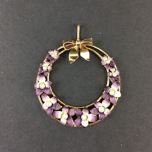 Violet Pansy Enamel Pendant: Antique Art Nouveau Flower Pin Conversion