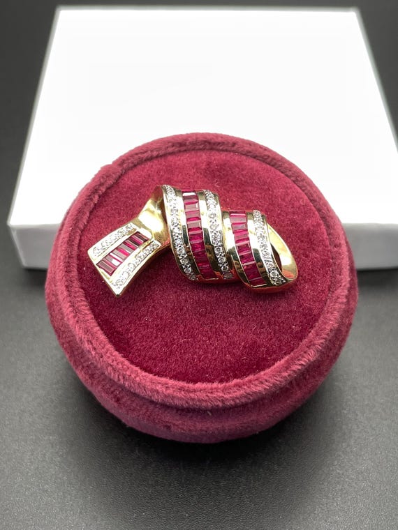 Ruby and Diamond 14k Ribbon Style Slider Pendant.… - image 5