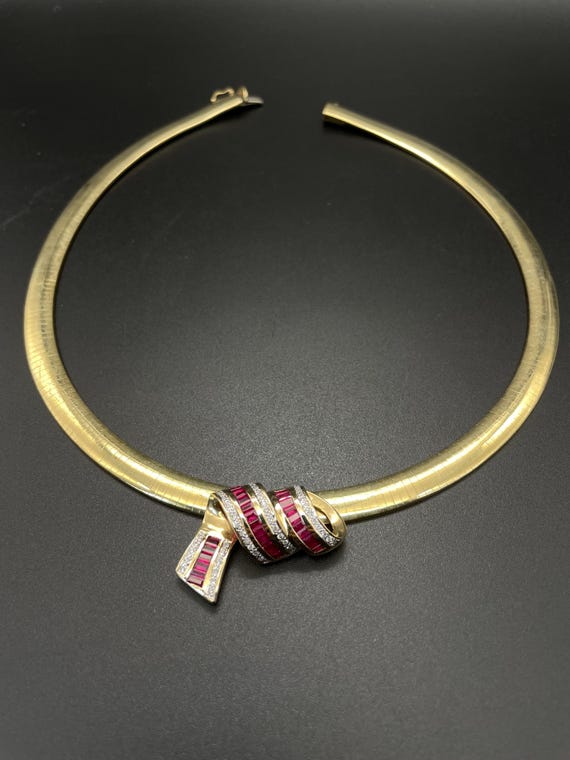 Ruby and Diamond 14k Ribbon Style Slider Pendant.… - image 2