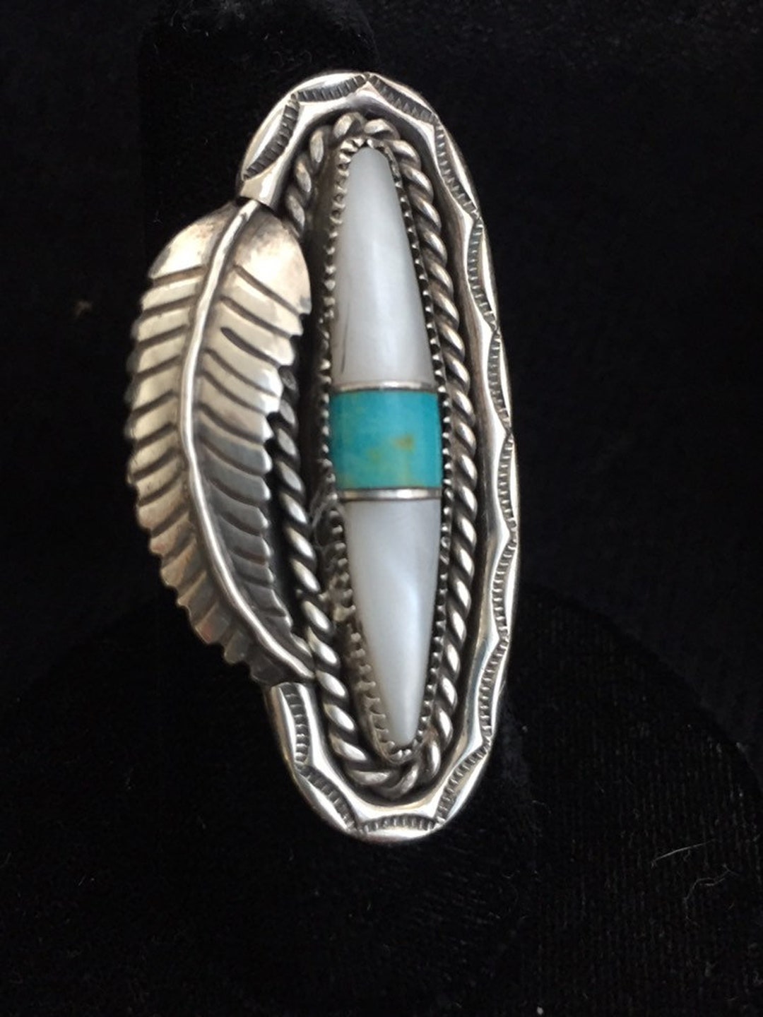 Navajo Sterling Turquoise and Mother of Pearl Ring Gift for Her - Etsy