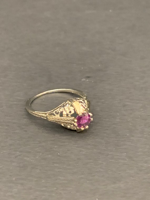 Antique Ruby Art Nouveau 18k Art Deco Ring | Alte… - image 2