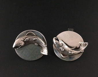 Cini Sterling Silver Trout Fish Cuff Links