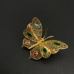 Vintage 18K Enameled Butterfly Brooch/Pin