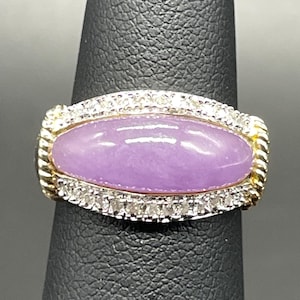 Vintage Purple Jade and Diamond Ring