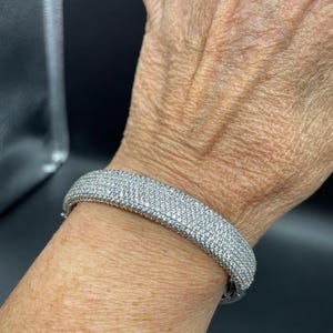 Vintage Sterling Silver CZ Pave Bangle