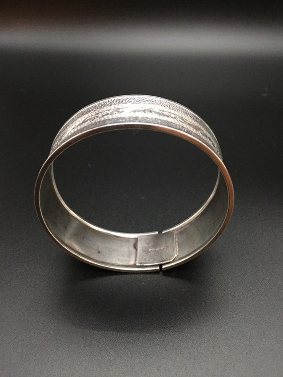 Victorian Engraved Sterling Silver Bangle Bracele… - image 2