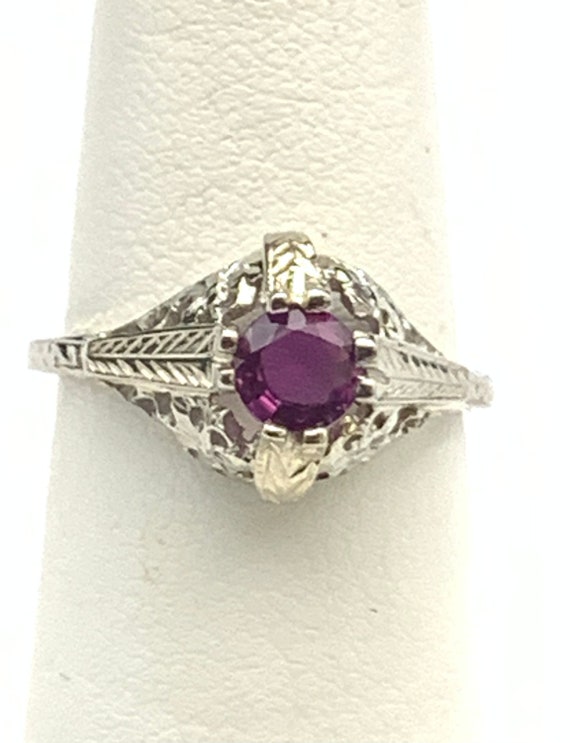 Antique Ruby Art Nouveau 18k Art Deco Ring | Alte… - image 3