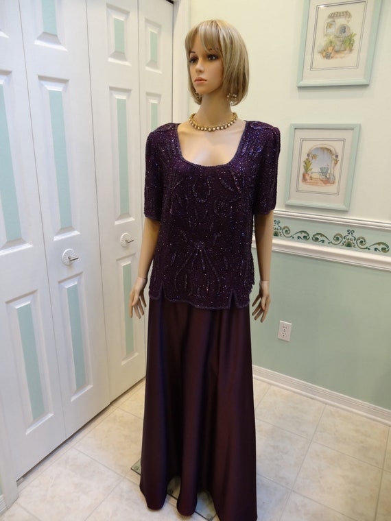 Sale..BEADED PURPLE GOWN, size 18 womens, formal … - image 1