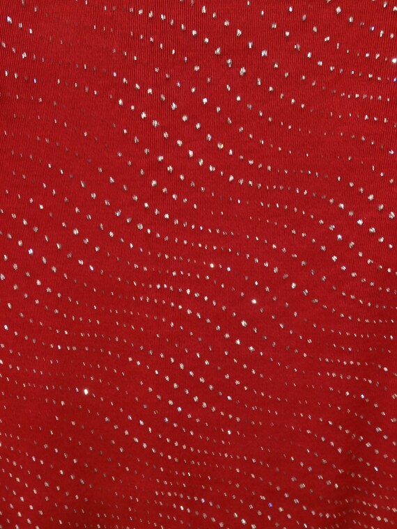 Red Sparkle Holiday Top: 1990s Acetate Spandex Pu… - image 5