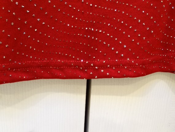 Red Sparkle Holiday Top: 1990s Acetate Spandex Pu… - image 4