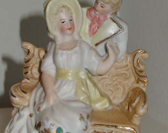 FRENCH LIMOGES FIGURINE, Rare Antique, bisque figurine, Turn of the century, hand painted, one of a kind piece.