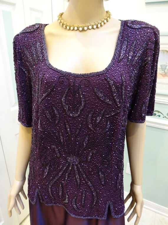 Sale..BEADED PURPLE GOWN, size 18 womens, formal … - image 2