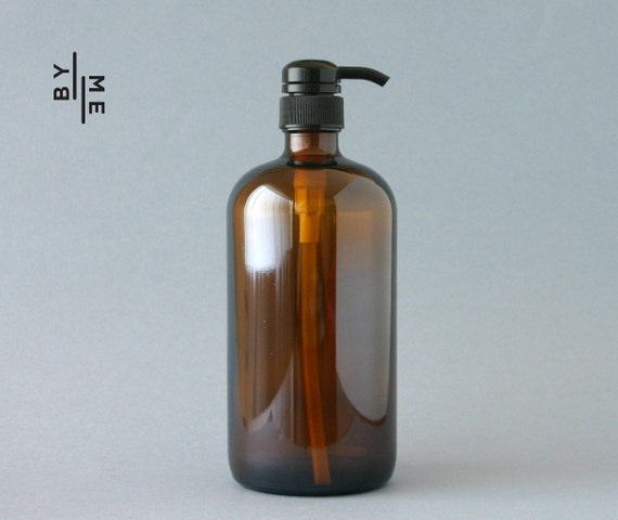 1 litre Amber Glass Bottle Soap Dispenser Pump with | Etsy