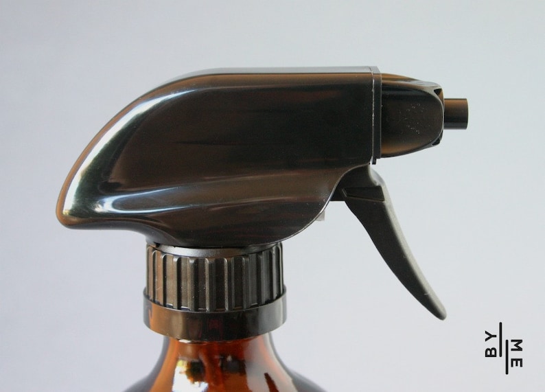 Amber glass spray bottles. DIY cleaning set with white designer re-usable label decals image 2