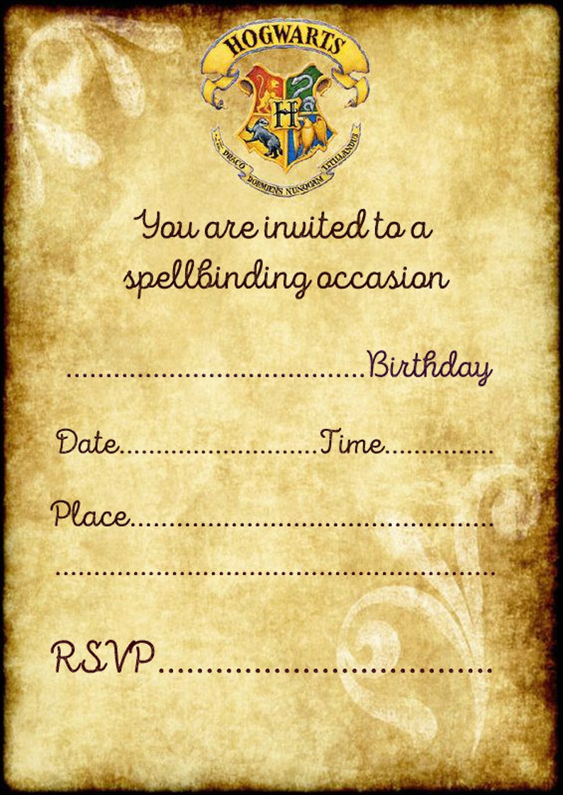 Harry Potter Hogwarts Birthday Party Invitations Instant Etsy