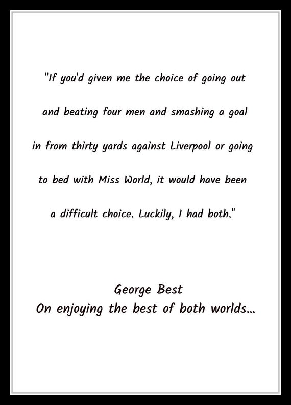 George Best Manchester United Legende Citation Art Print Etsy France