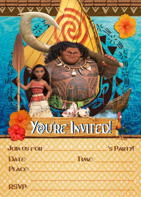 Moana Children S Birthday Party Invitations X 10 C W Etsy Moana Children S Birthday Party Invitations X 10 C W Etsy