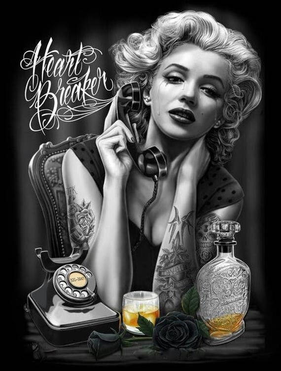Marilyn Monroe Tattoo Poster Kunstdruck A4 Etsy