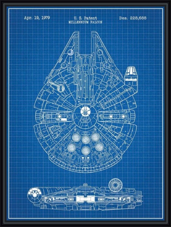 man room Egyptische Star Wars Millenium Falcon Patent Blueprint Poster A4 - Etsy Norway