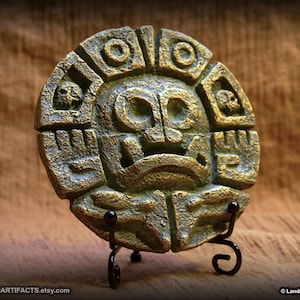 Indiana Jones Inspired Wall-Mountable Tablet with Stand - Palms - Bronze Patina Color Finish - Maya Aztec Prop Themed Decor