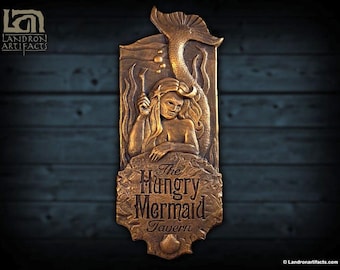 Mermaid Bar Sign Plaque - Pirates of the Caribbean Nautical Man Cave Decor