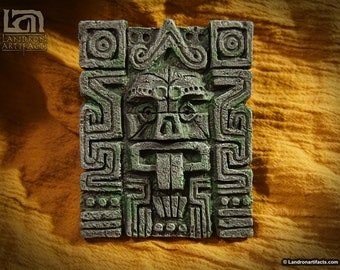 Indiana Jones Inspired Tablet Wall Relief Maya Aztec Prop Replica Themed Decor - Tongue
