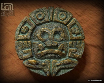 Indiana Jones Inspired Tablet Wall Relief - Palms - Bronze Color Finish -  Maya Aztec Prop Themed Decor