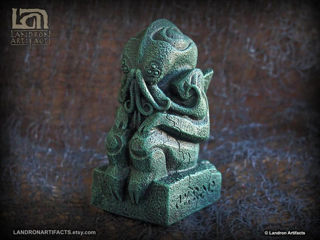 Cthulhu Idol Statue Figurine V3 - Green Color Lovecraft Prop