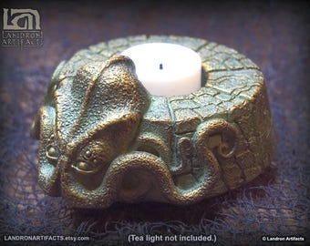 Cthulhu Idol Tea Light Holder - Lovecraft Replica Gothic Horror Art Oddity Artifact - Bronze Color Edition