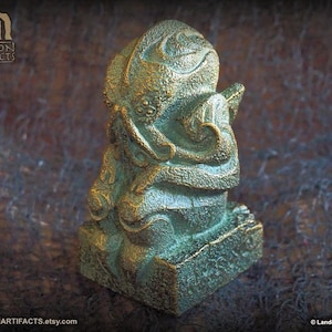 Cthulhu Idol Statue Figurine v3 - Bronze Color Lovecraft Prop Replica Gothic Decor Horror Art