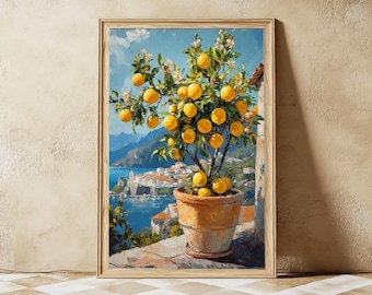 Amalfi Citroner Tryck: Väggkonst med kök på italienska kusten (digital nedladdning)
