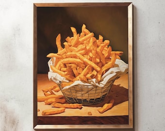 Pommes Stillleben Gemälde: Cafe Küche Kunst (Digitaler Download)
