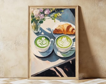 Matcha Latte Art Print: Cottagecore Kitchen Decor (Digital Download)