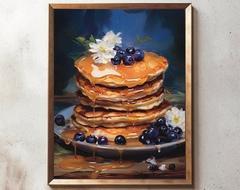 Pancake Still Life Painting: Cottagecore Kitchen Art (Digital Download)