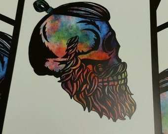 Hipster is Dead skull art print by Aquemini Arts