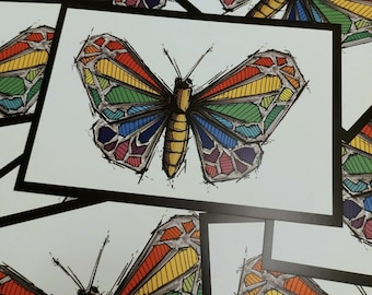 Rainbow Butterfly art print by Aquemini Arts